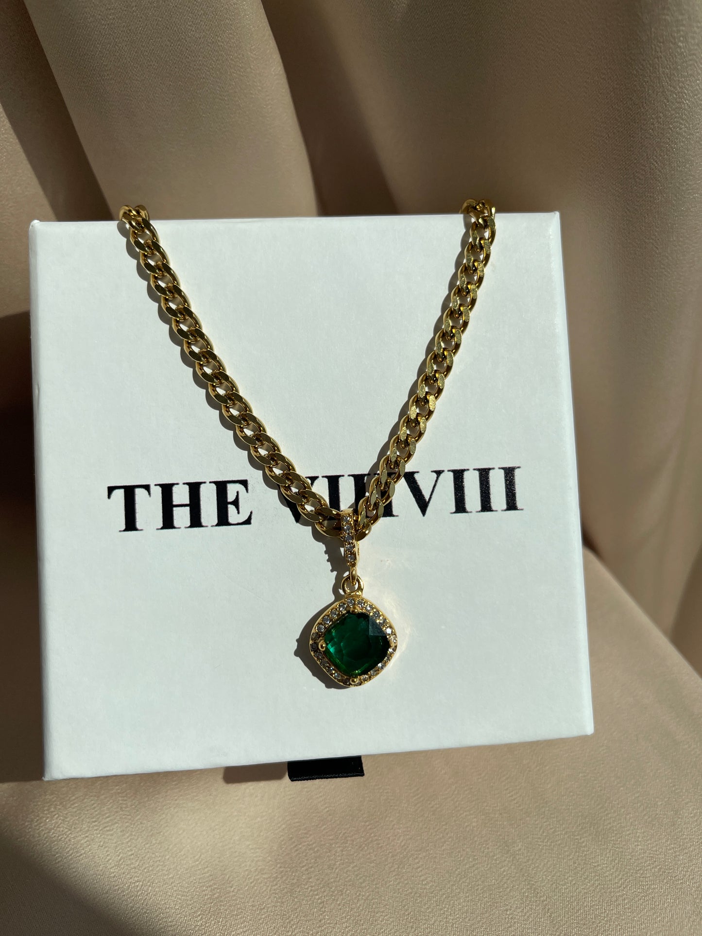 Aubrie Emerald Gold Necklace