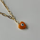 Orange Evil Eye Heart Pendant Necklace