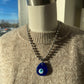 Tear Drop Blue Evil Eye with Ball Chain Necklace