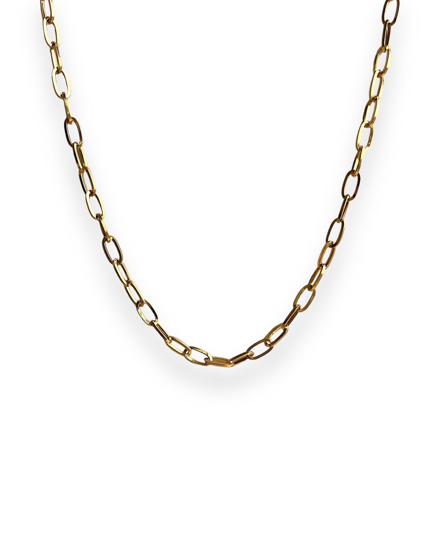 5mm paper clip chain gold necklace