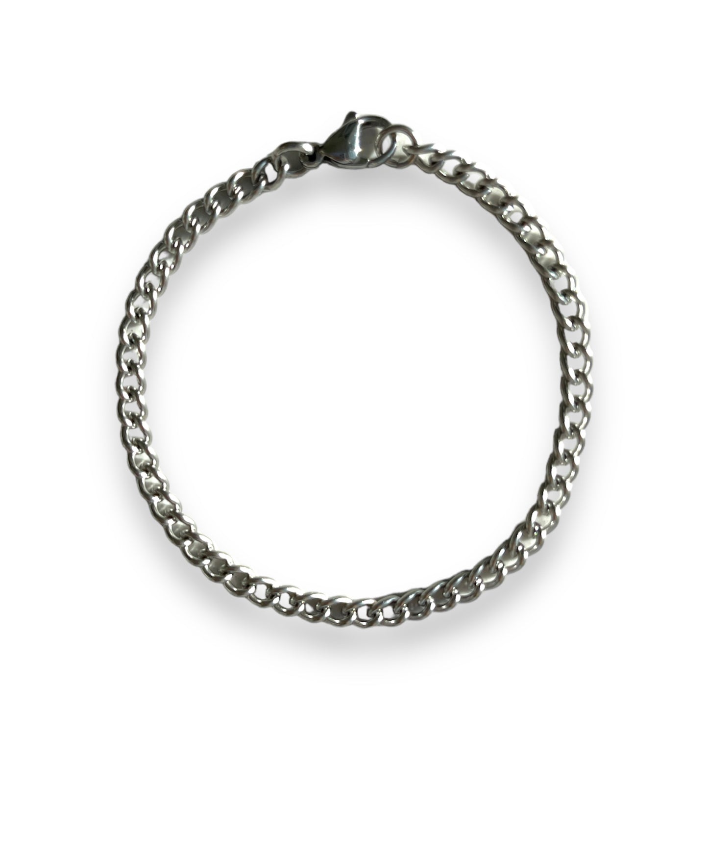 3.5mm curb chain silver bracelet