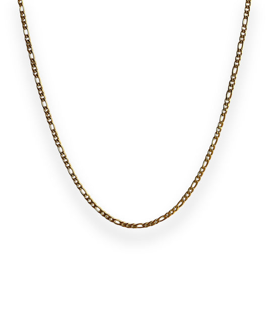 3mm figaro chain gold necklace