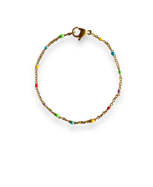 Colourful enamel chain gold bracelet