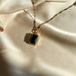 Onyx Pendant Gold Necklace