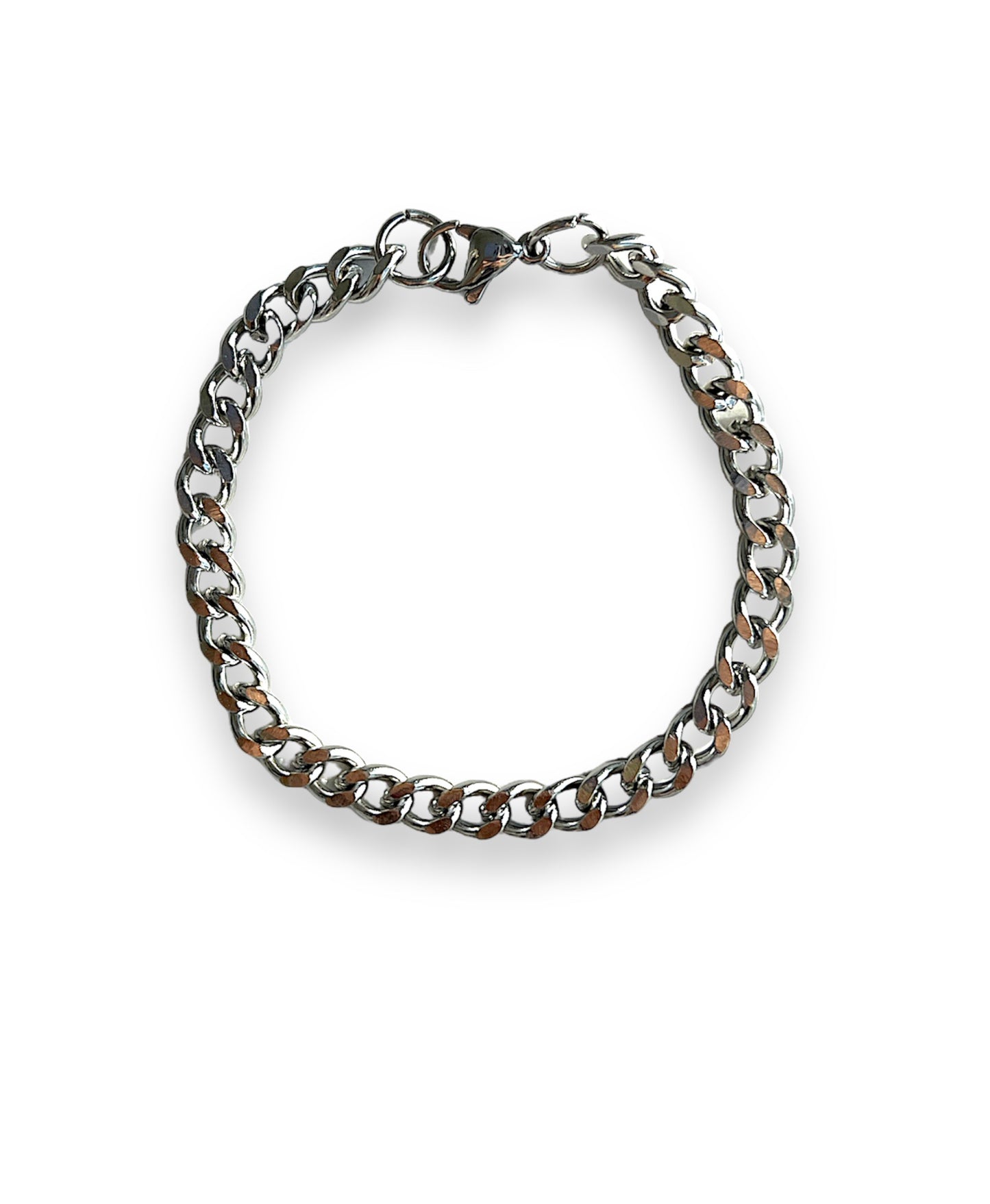 5mm cuban curb chain silver bracelet