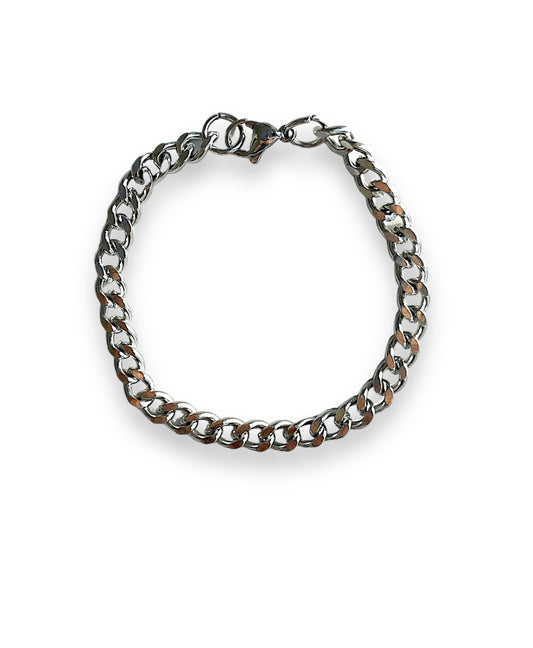 5mm cuban curb chain silver bracelet