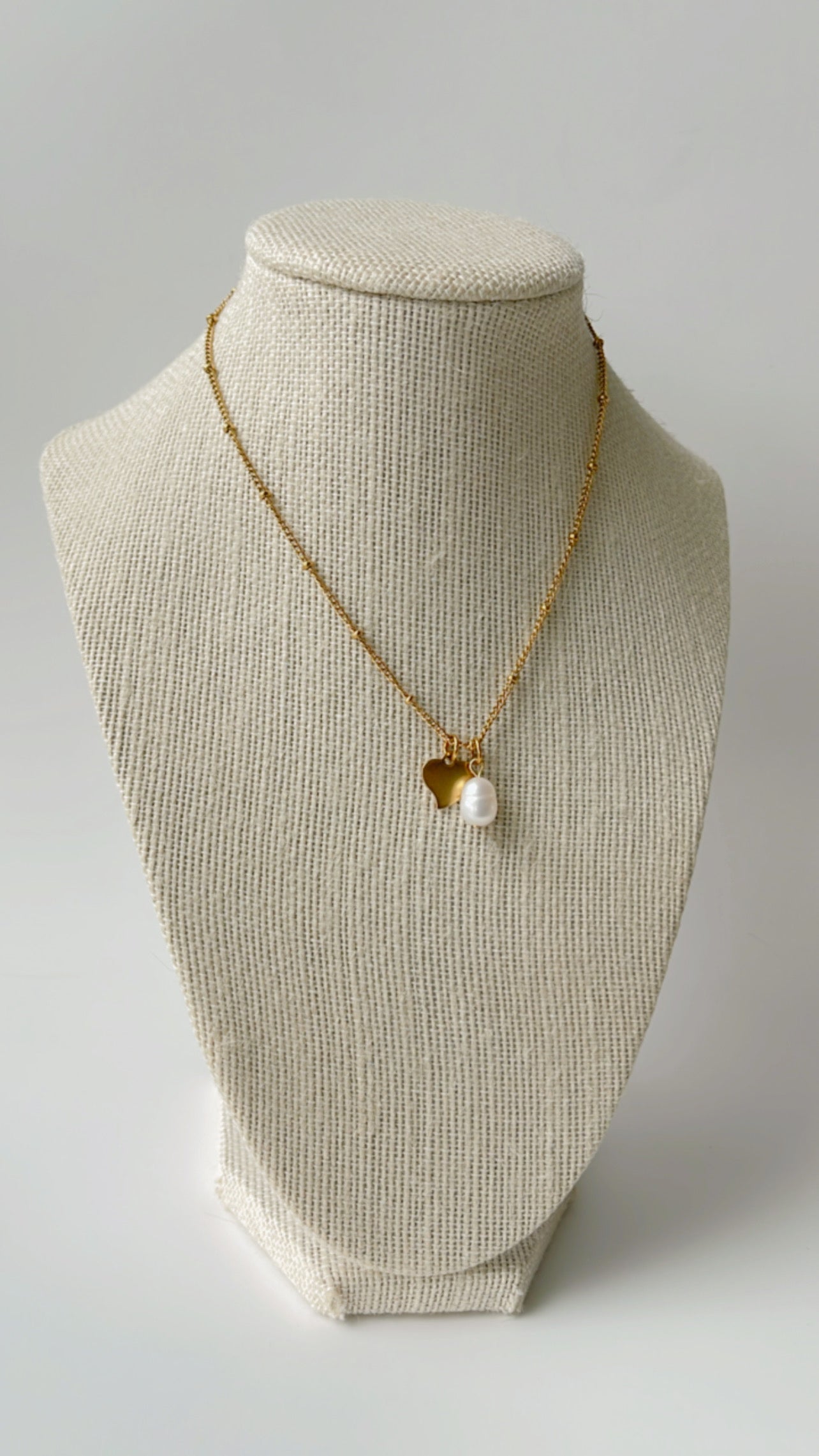 Clara Pearl and Heart Pendant Necklace