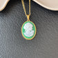 Green Cameo Lady Pendant Necklace