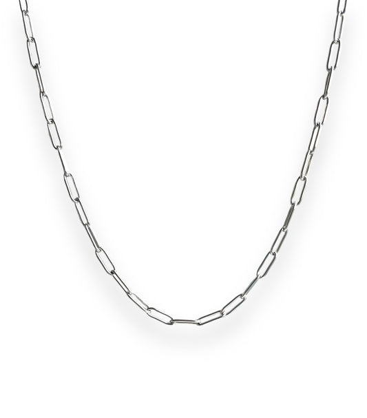 4mm paperclip silver chain necklace