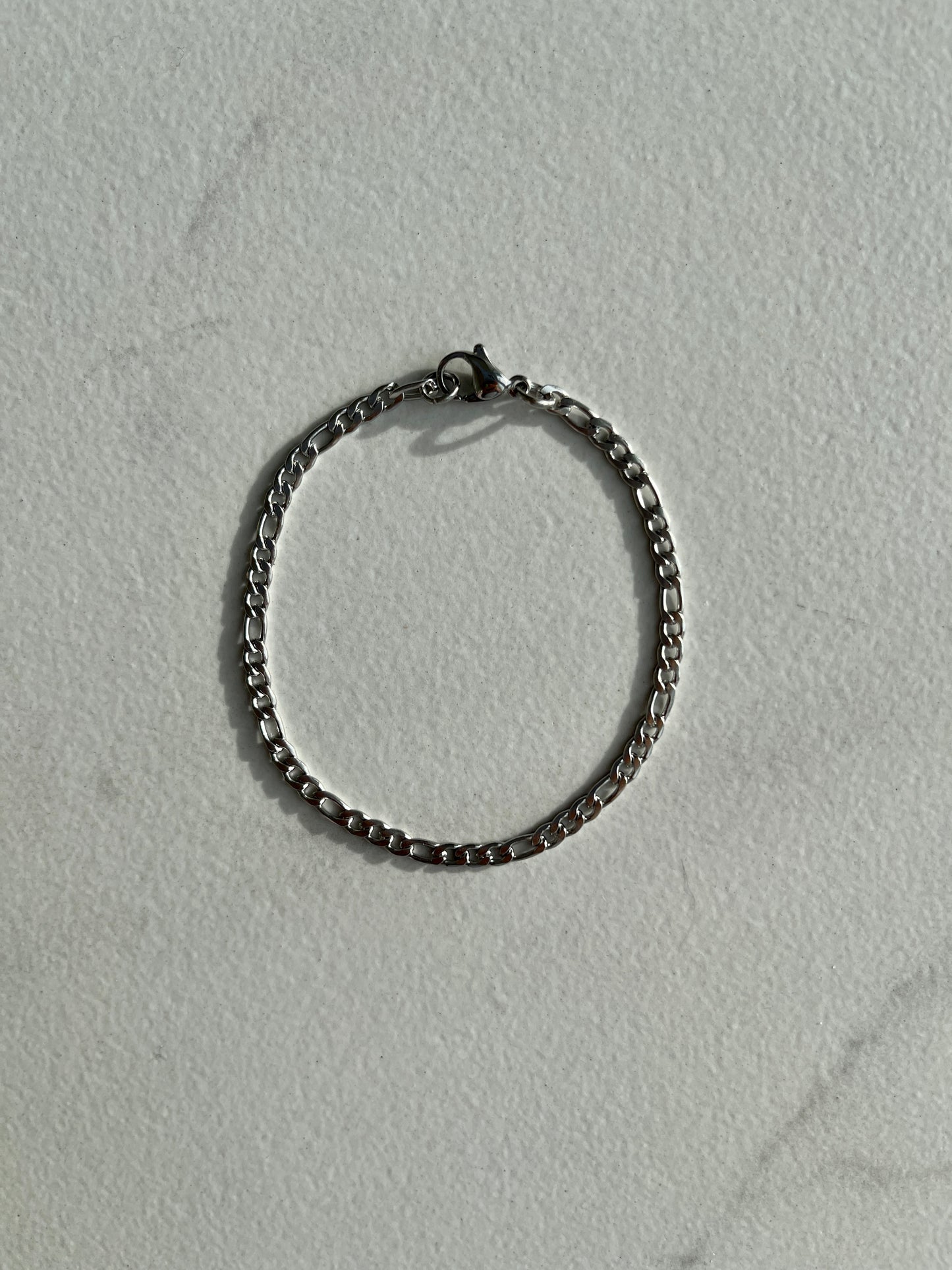 3mm figaro chain silver bracelet