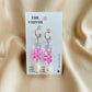 Pink Bear & Pearl Clip on Silver Hoop Earrings