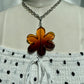 Brown Margarita Flower Pendant Silver Necklace