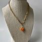 Orange Evil Eye Heart Pendant Necklace