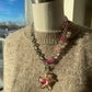 Pink starfish & gummy bear chunky chain silver necklace