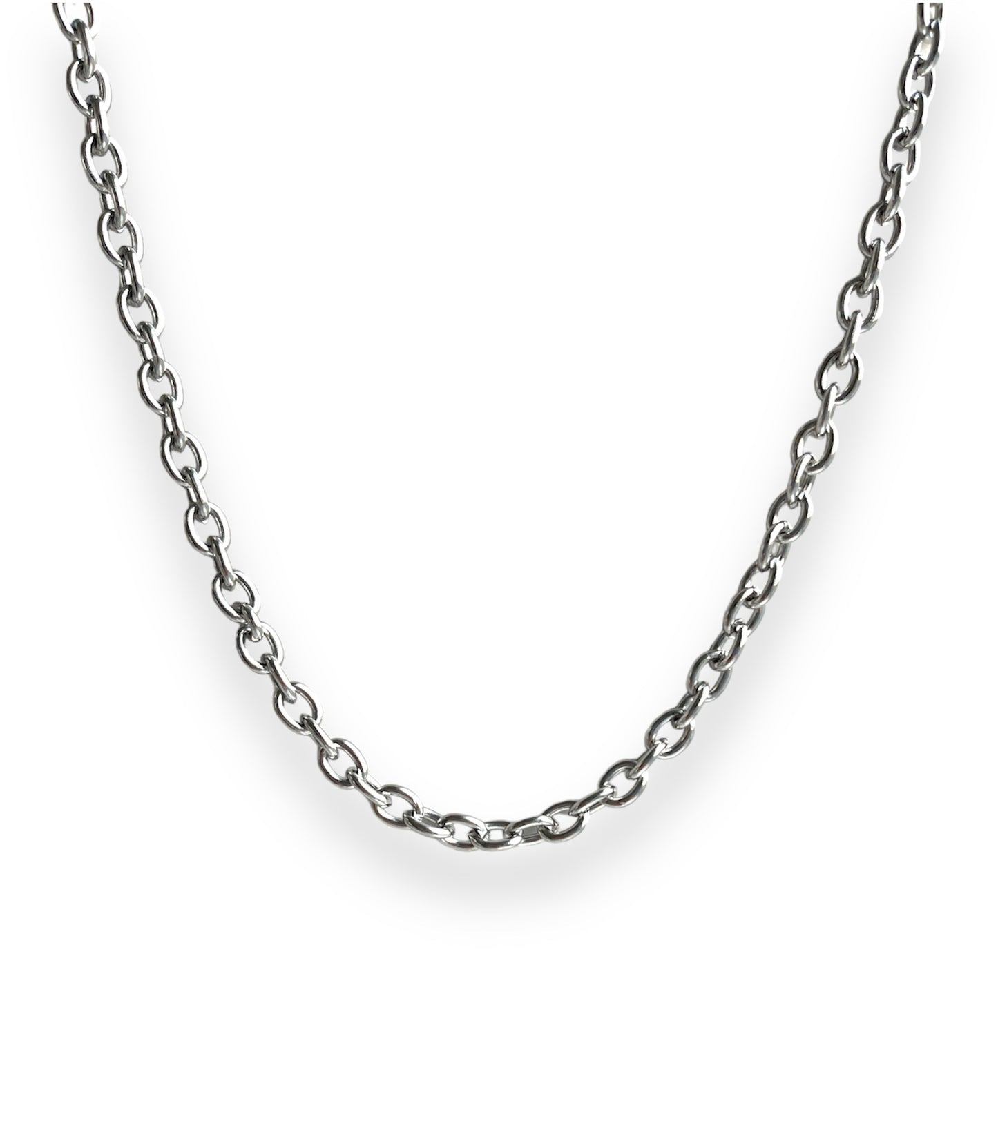 6mm cable linked chain silver necklace