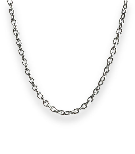 6mm cable linked chain silver necklace