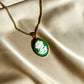 Green Cameo Lady Pendant Necklace