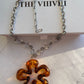 Acrylic Amber Flower Silver necklace