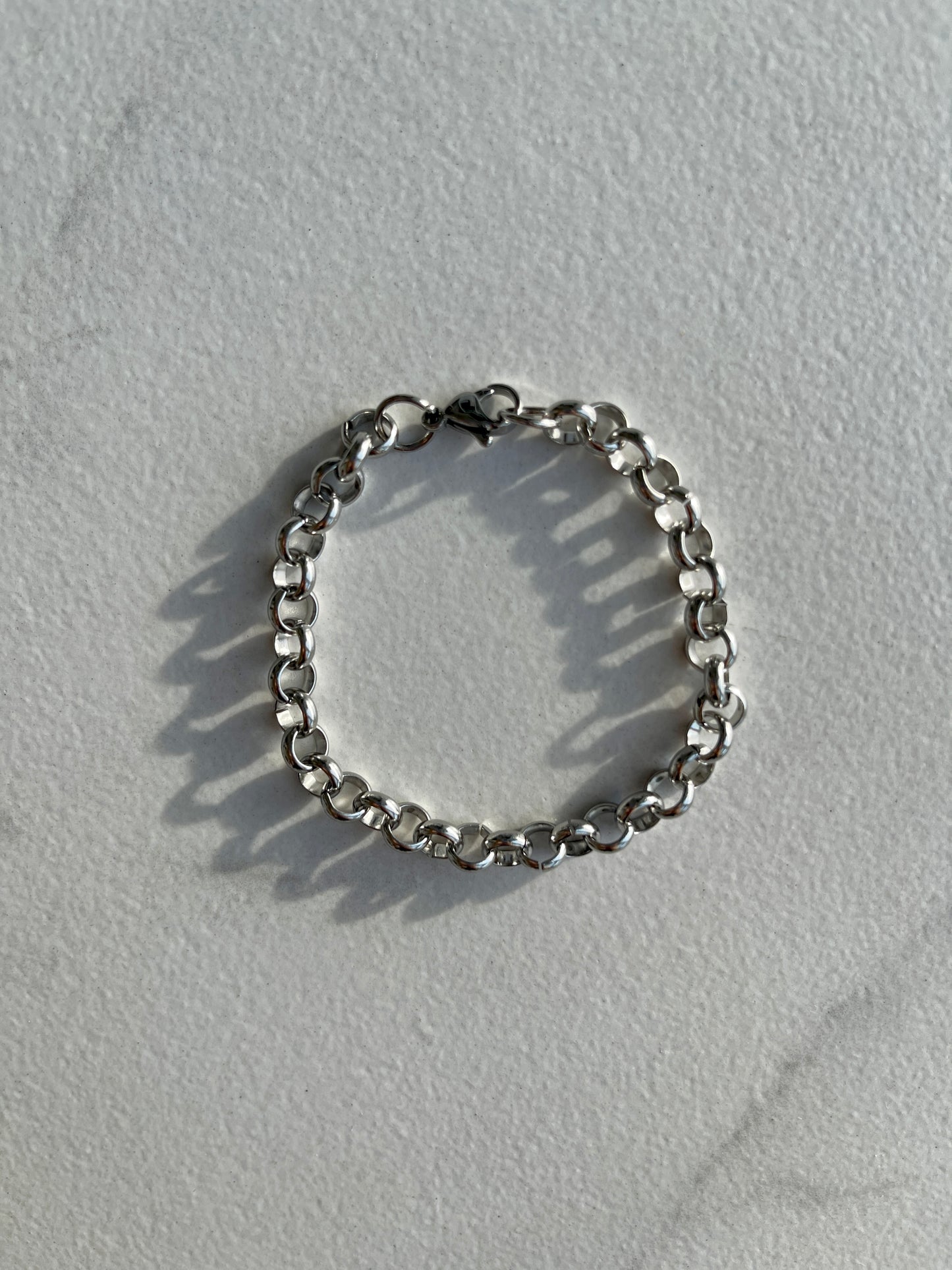 6mm rolo belcher chain silver bracelet