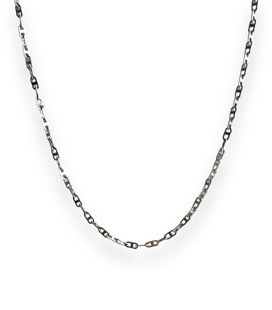 3mm flat mariner silver chain necklace