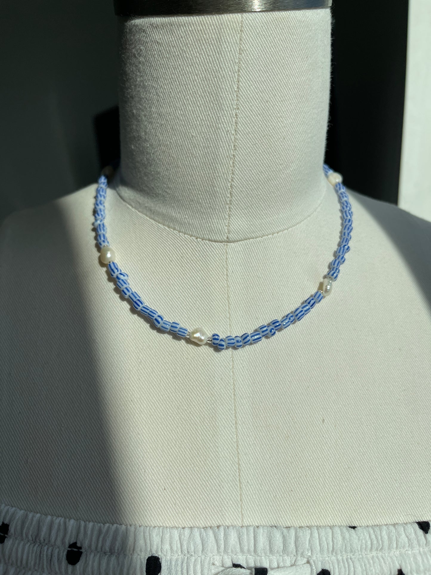 Havana Blue Beaded Pearl Necklace