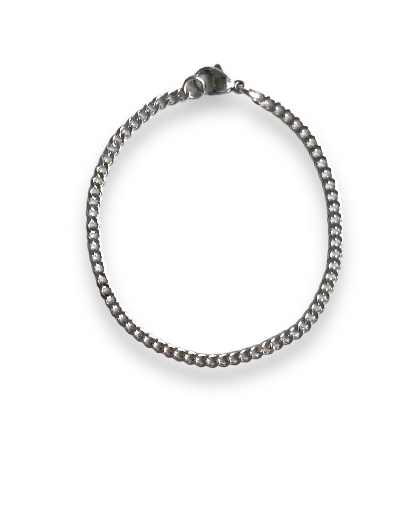 3mm curb chain silver bracelet