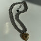 Gold heart locket pendant & chunky silver beaded necklace