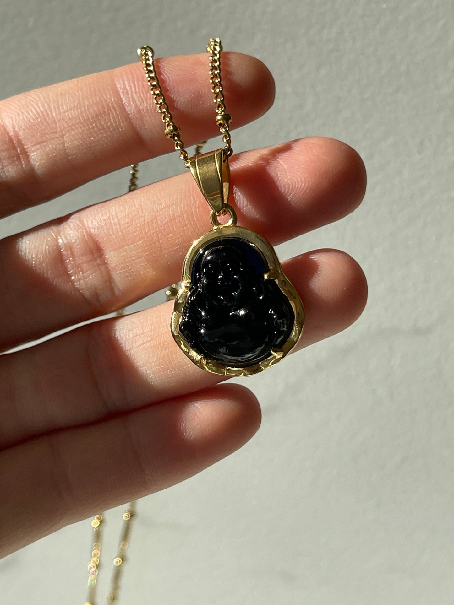 Black Buddha Pendant Necklace