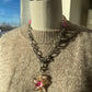 Pink starfish & gummy bear chunky chain silver necklace