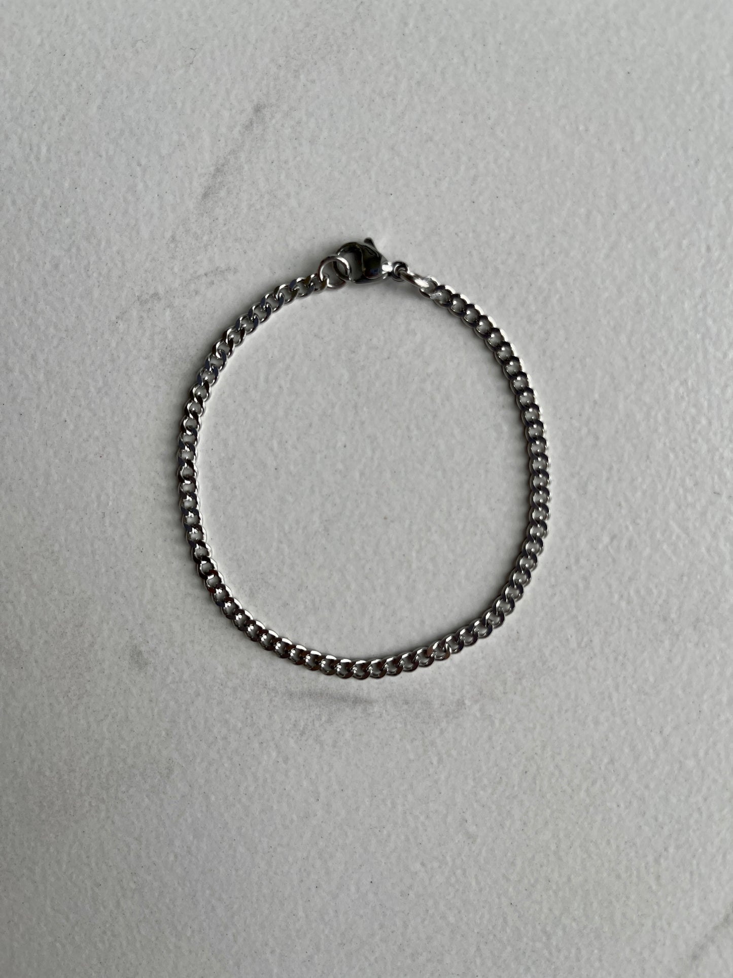 3mm curb chain silver bracelet