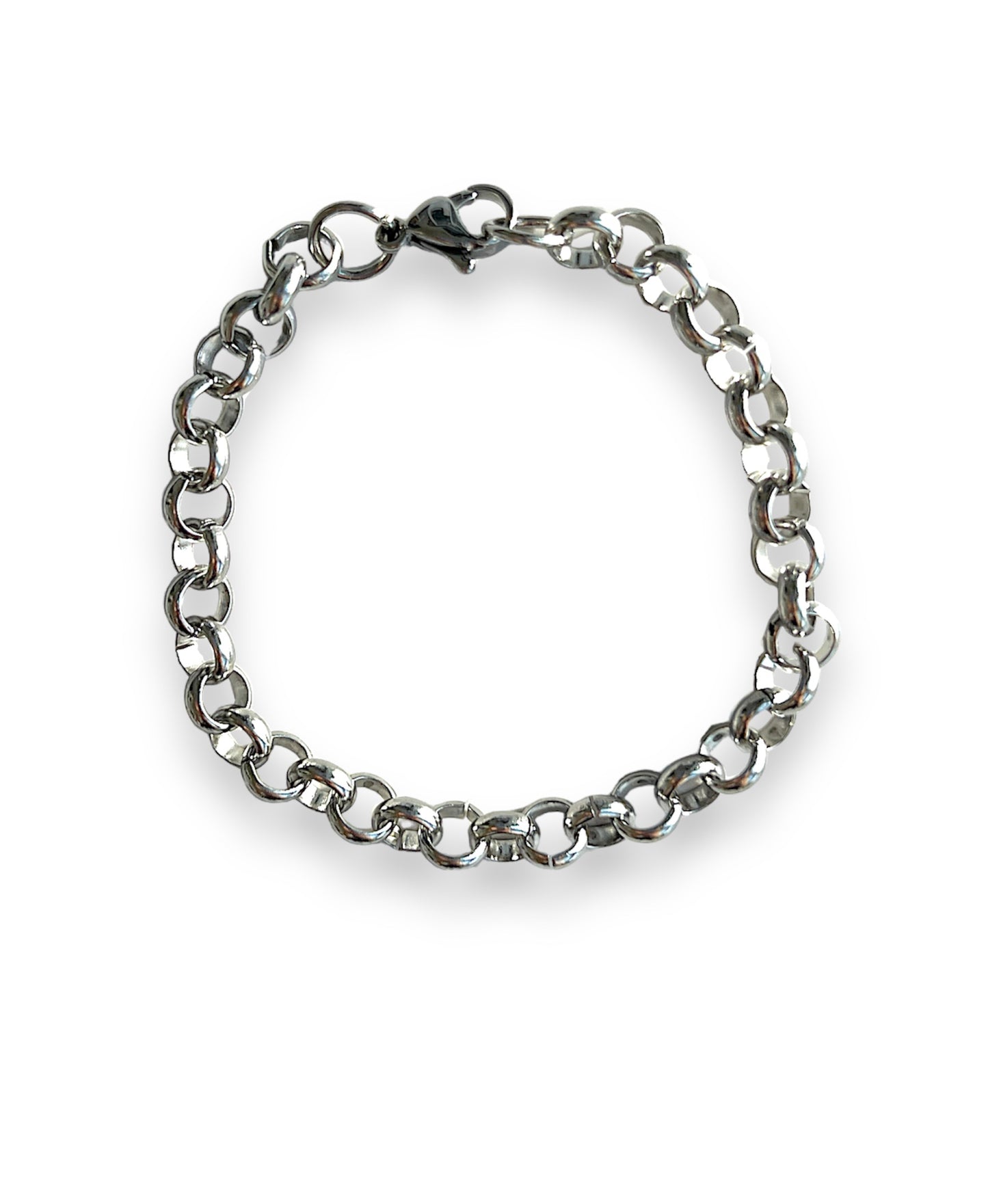 6mm rolo belcher chain silver bracelet