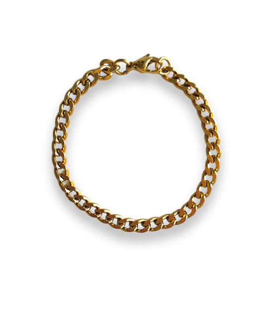 5mm cuban curb chain gold bracelet