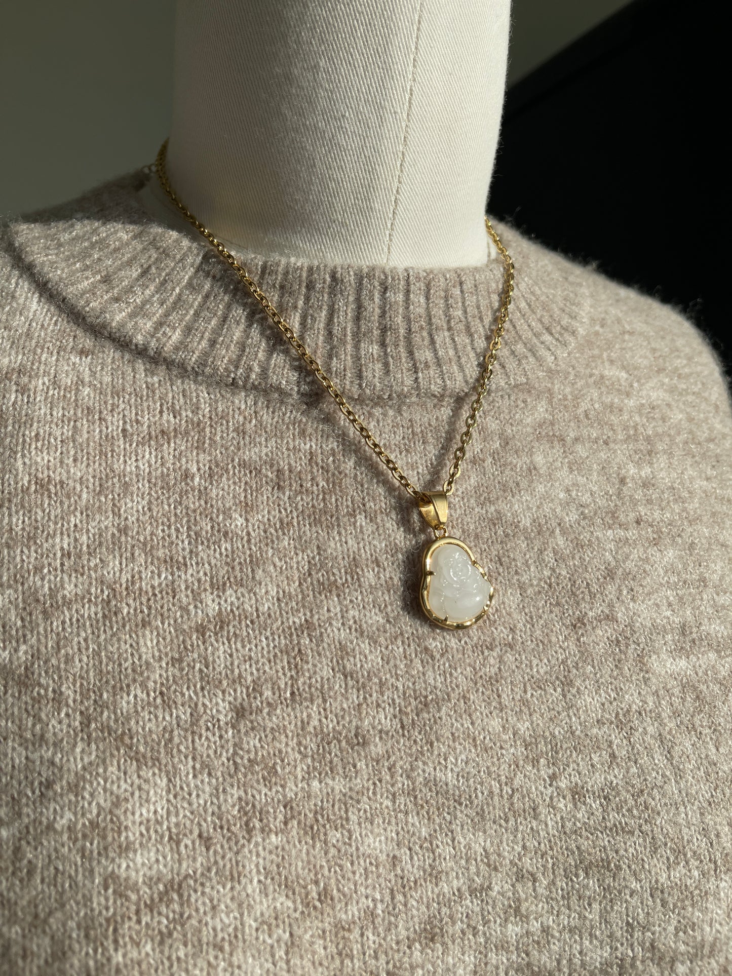 White Buddha Necklace