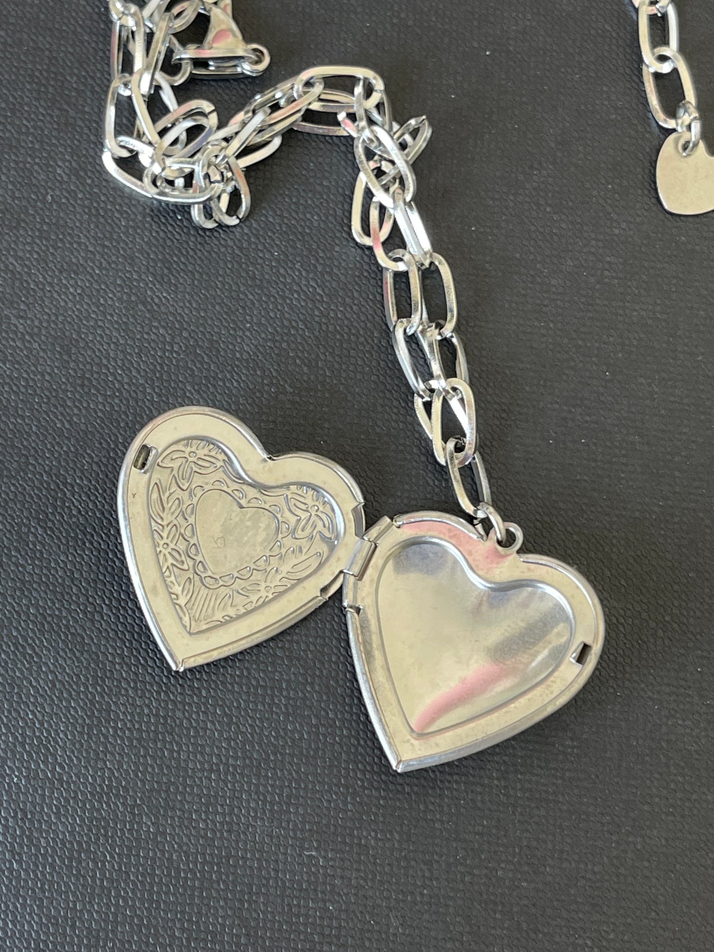 Nova Heart Locket  Silver Paper Clip  Chain Necklace