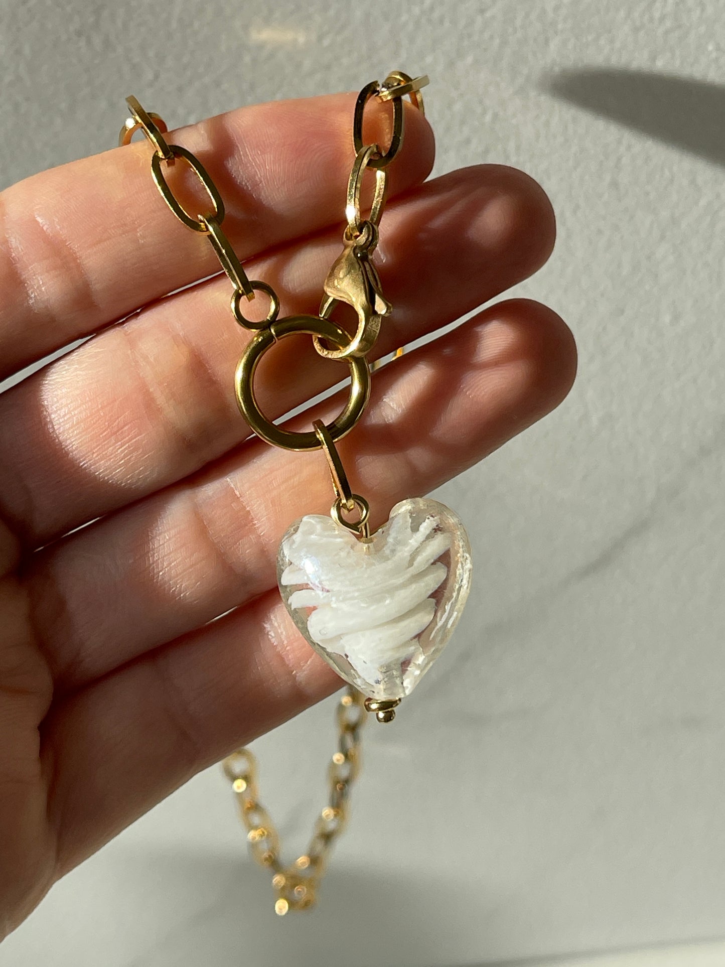 Remi Lamp Work Heart Pendant Necklace