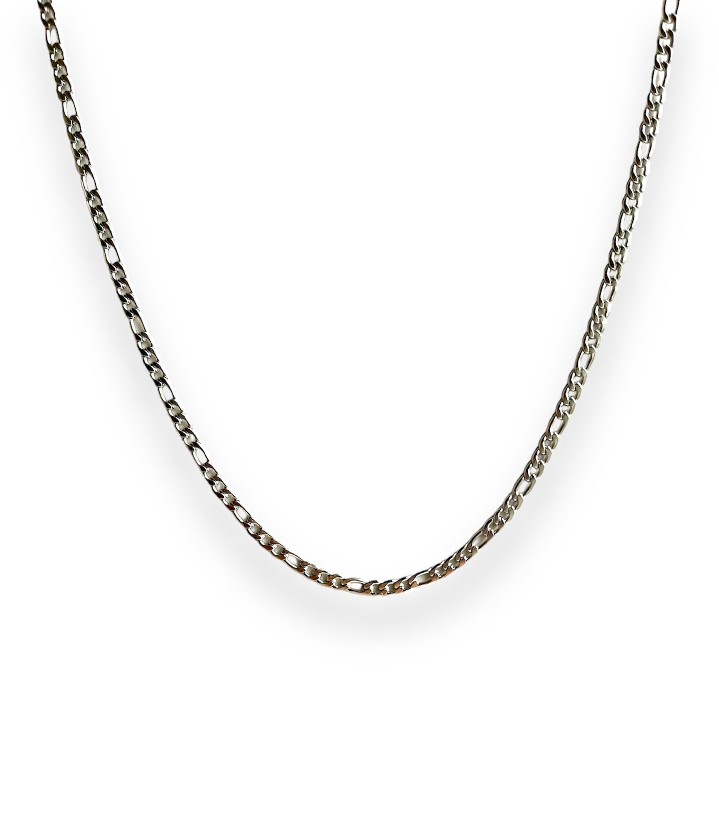 3mm figaro chain silver necklace