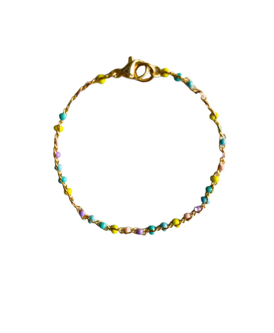 Pastel enamel chain gold bracelet