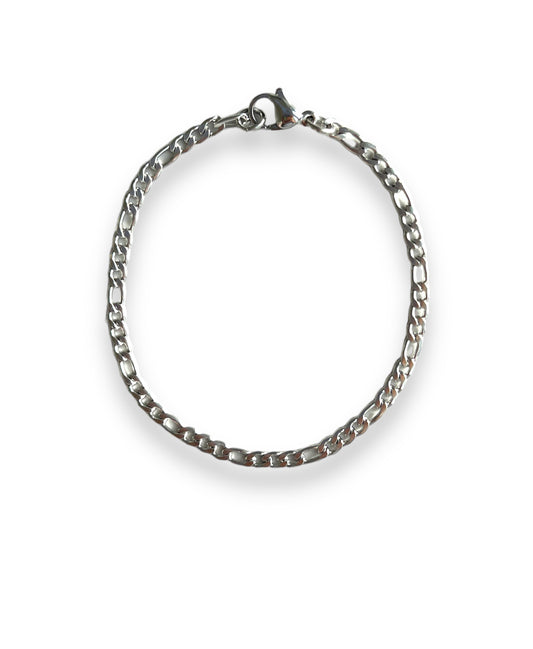 3mm figaro chain silver bracelet