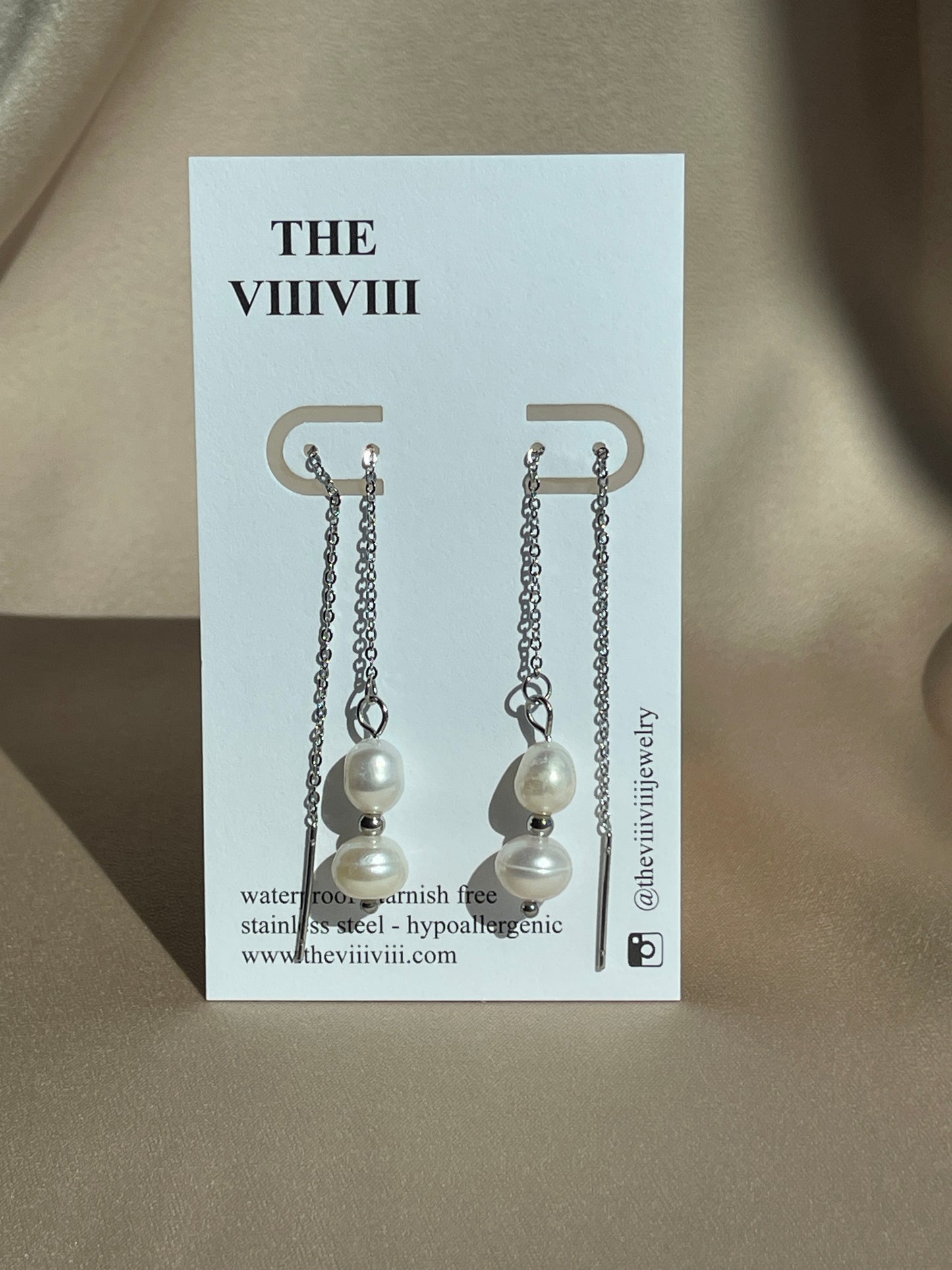 Emily threader pearl earrings