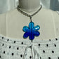 Blue Margarita Flower Pendant Silver Necklace