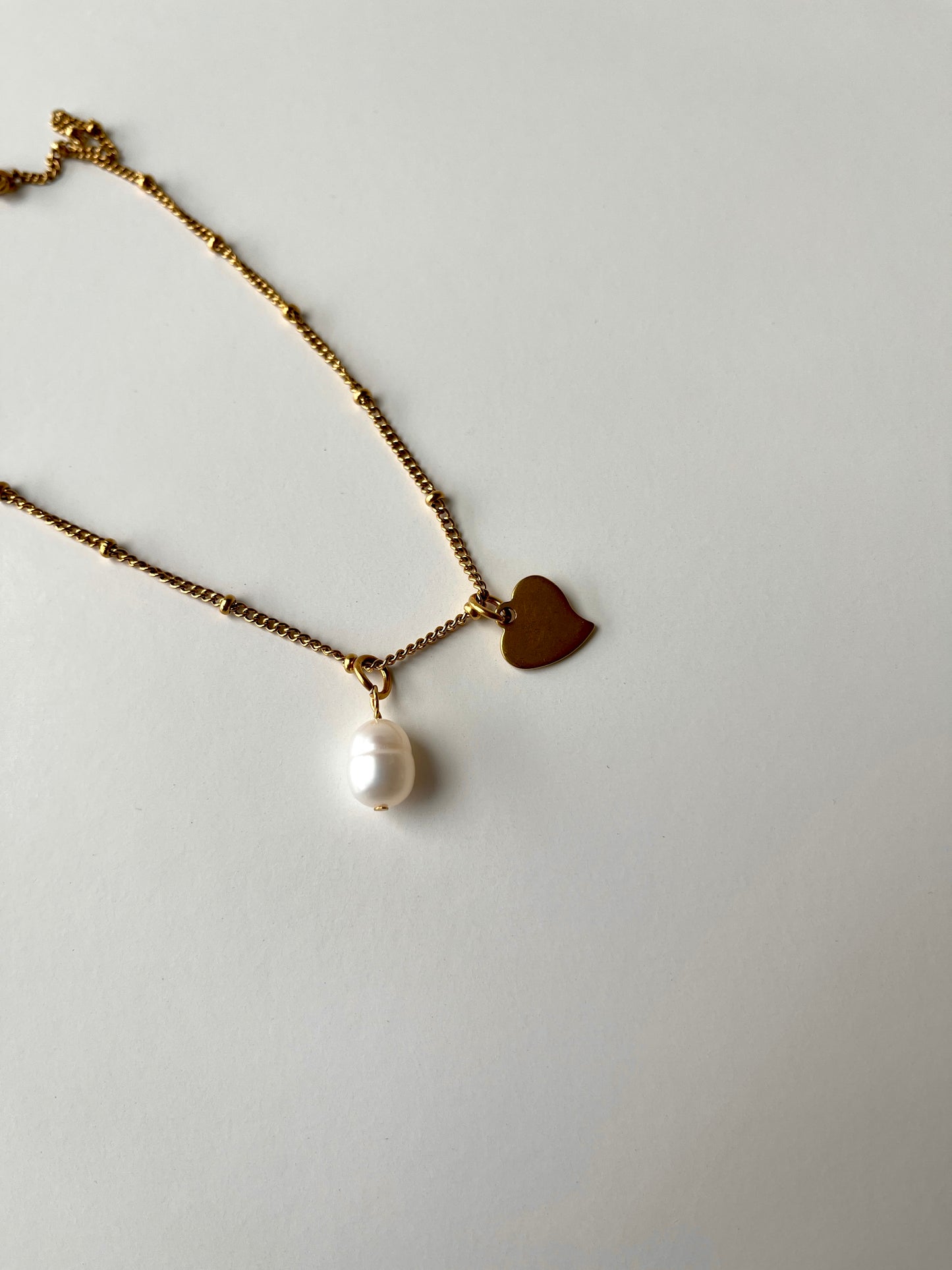 Clara Pearl and Heart Pendant Necklace