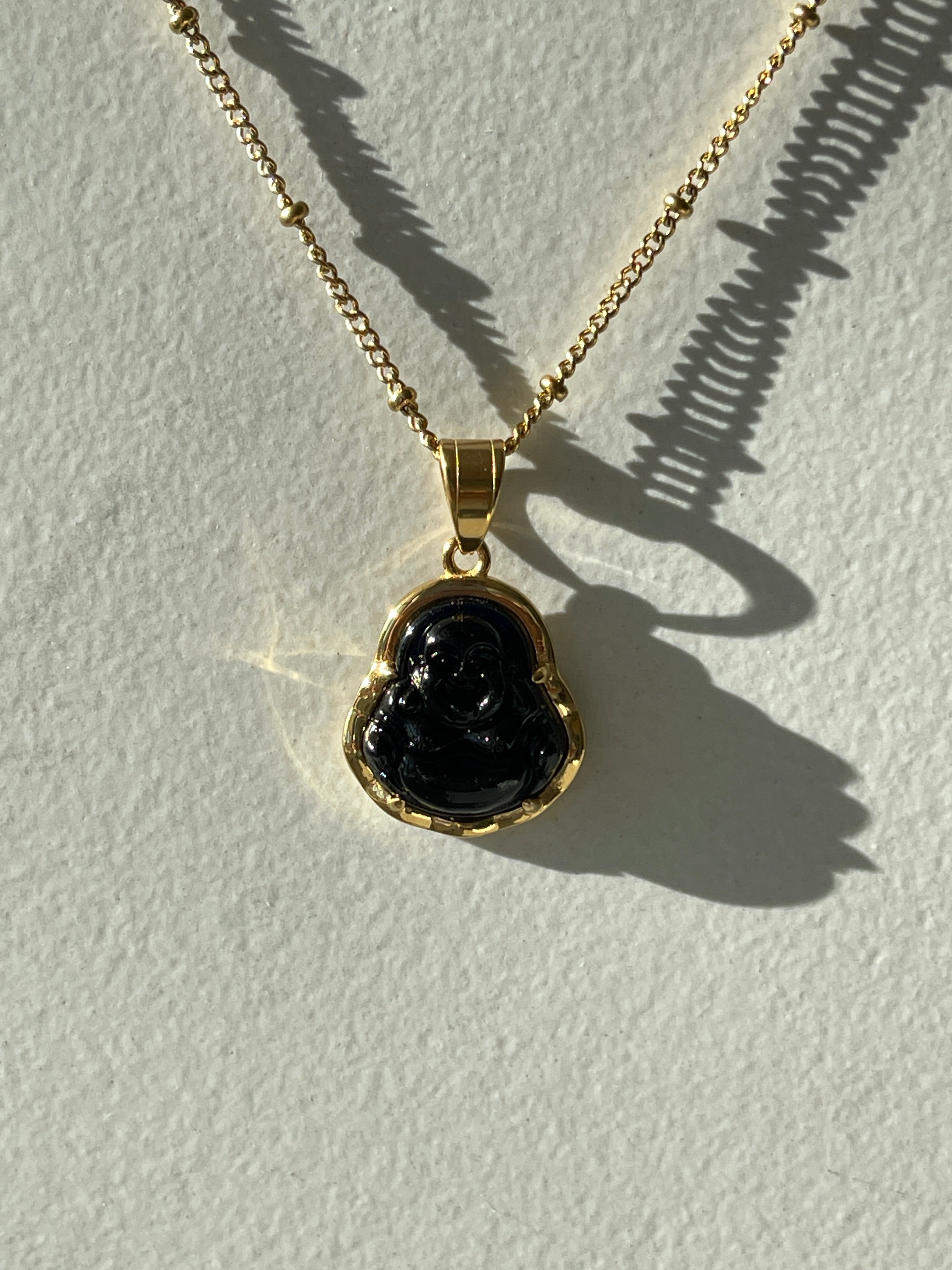 Carved Black Obsidian Protection Buddha Necklace – AnnaJewelBox