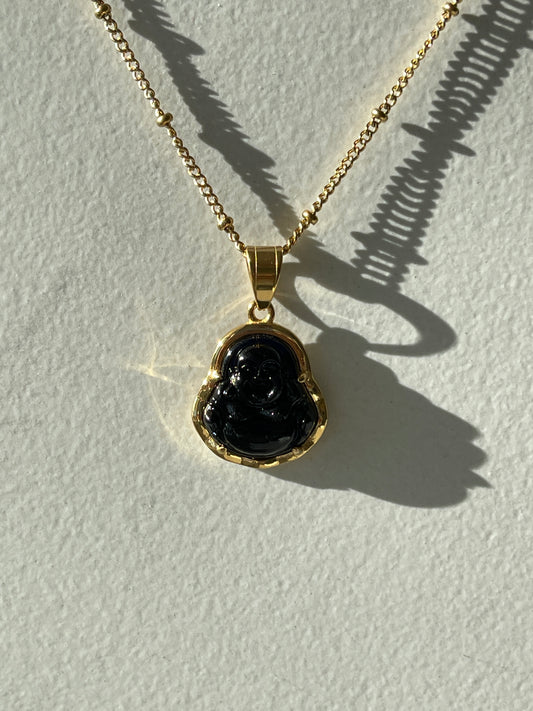 Black Buddha Pendant Necklace