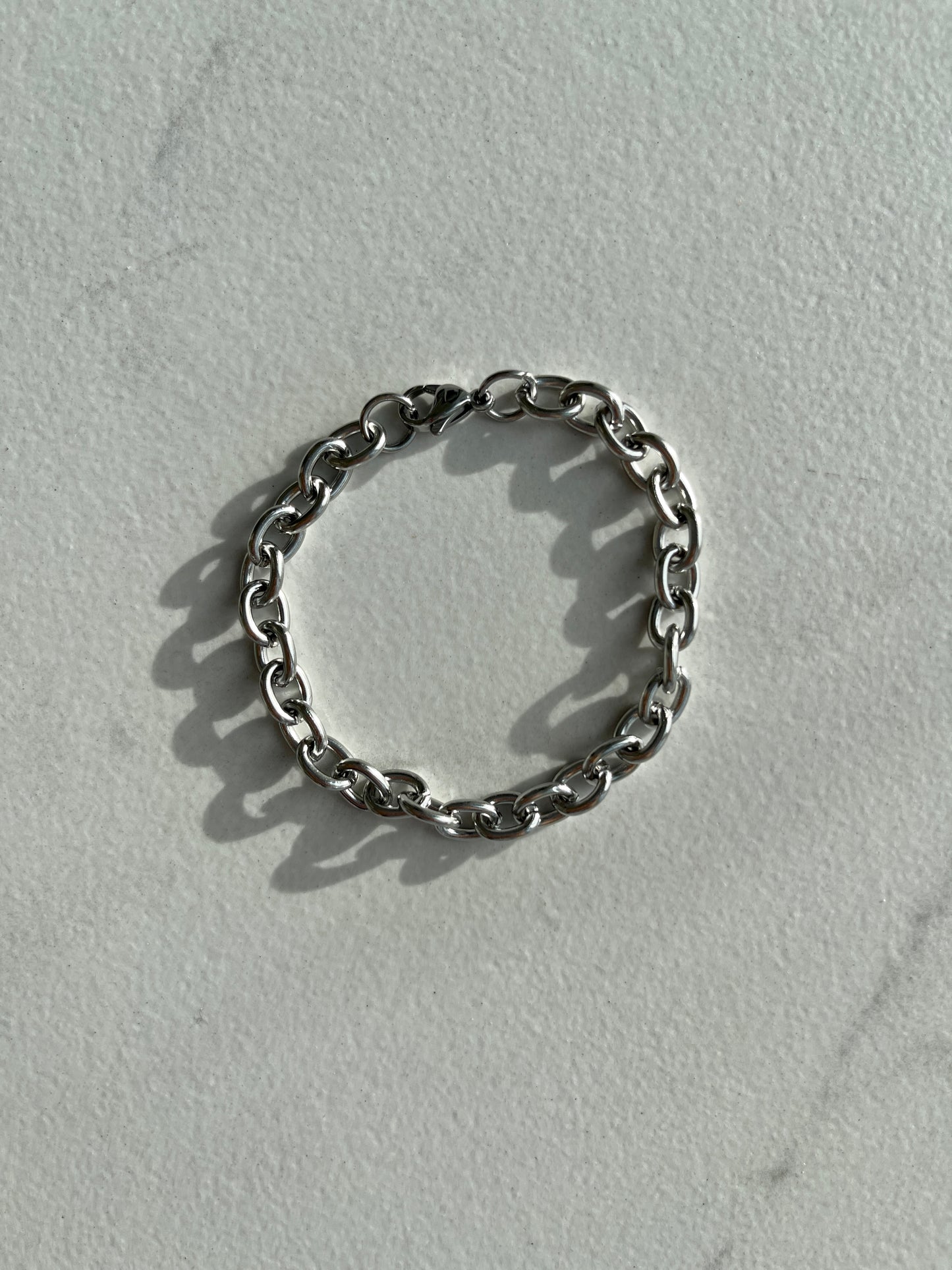 6mm cable linked chain silver bracelet