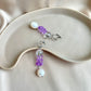 Purple Bear  & Pearl Clip on Silver Hoop Earrings