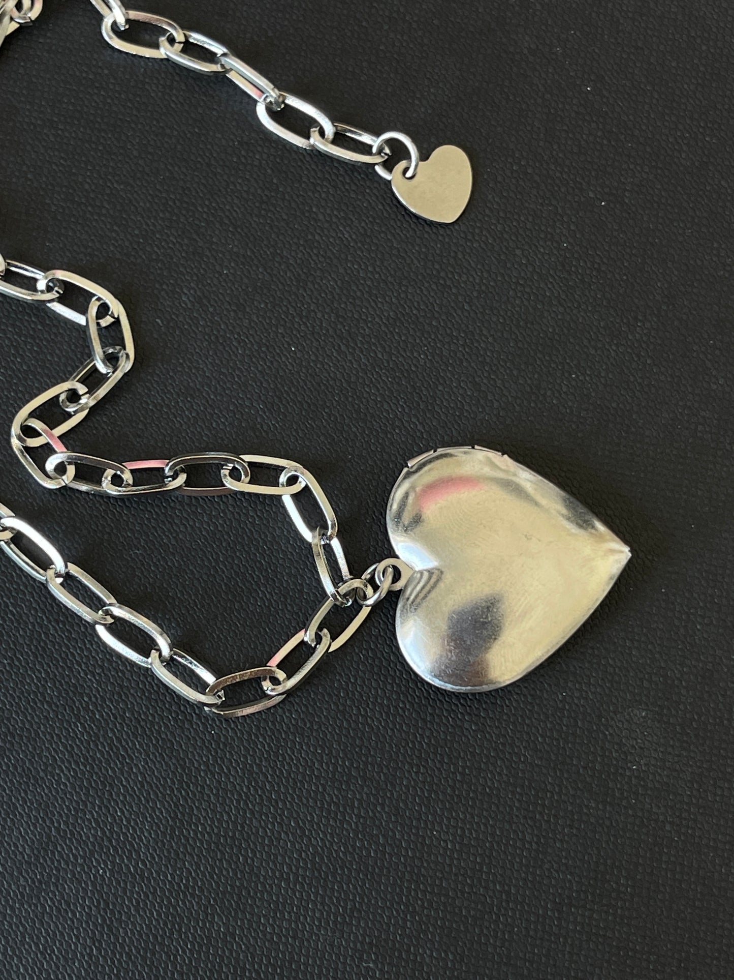 Nova Heart Locket  Silver Paper Clip  Chain Necklace