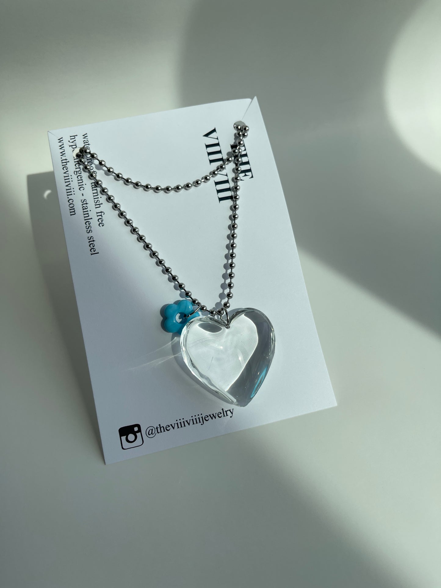 Clear Puffy Heart Pendant Necklace