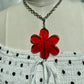 Red Margarita Flower Pendant Silver Necklace