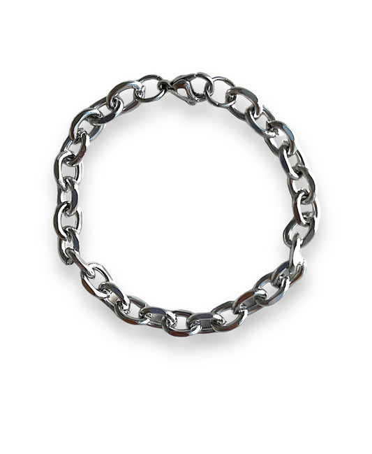 6mm diamond cut cable chain silver bracelet