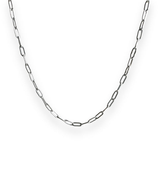 4.2mm paperclip silver chain necklace